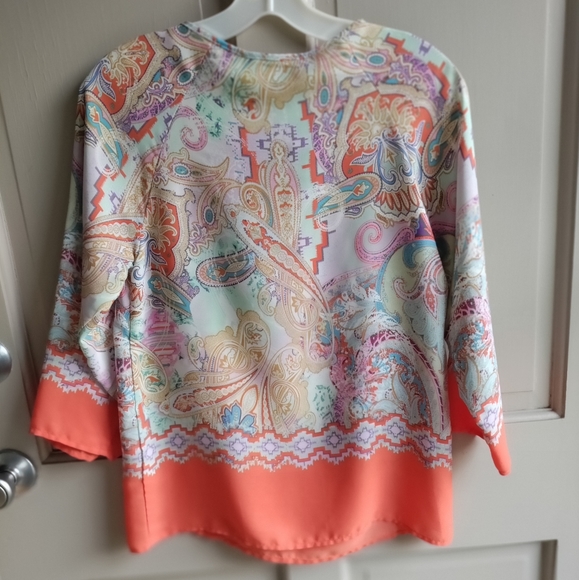 St. Tropez West 3/4 Multi-color Paisley summer top. EUC - Picture 4 of 4